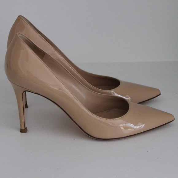 Gianvito Rossi Patent Leather Cream Nude Tan Stiletto Pumps Heels Size 37 - Picture 3 of 9
